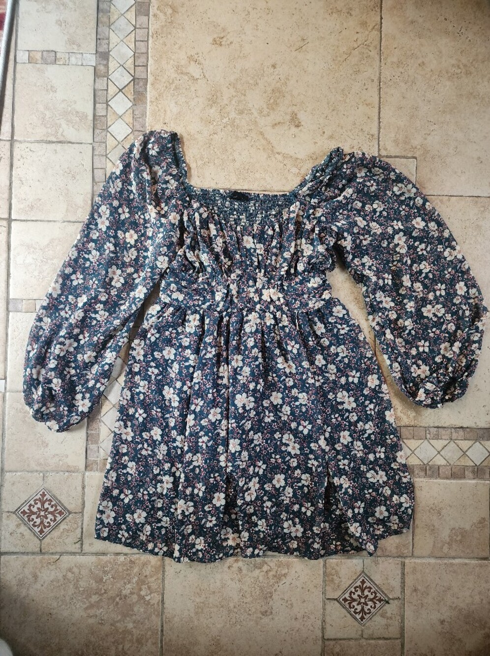 Blu Pepper Floral Smocked Peasant Dress
